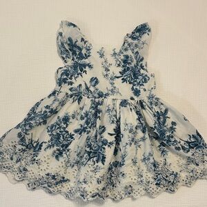 LoveShackFancy Blue and White Floral Kids Dress